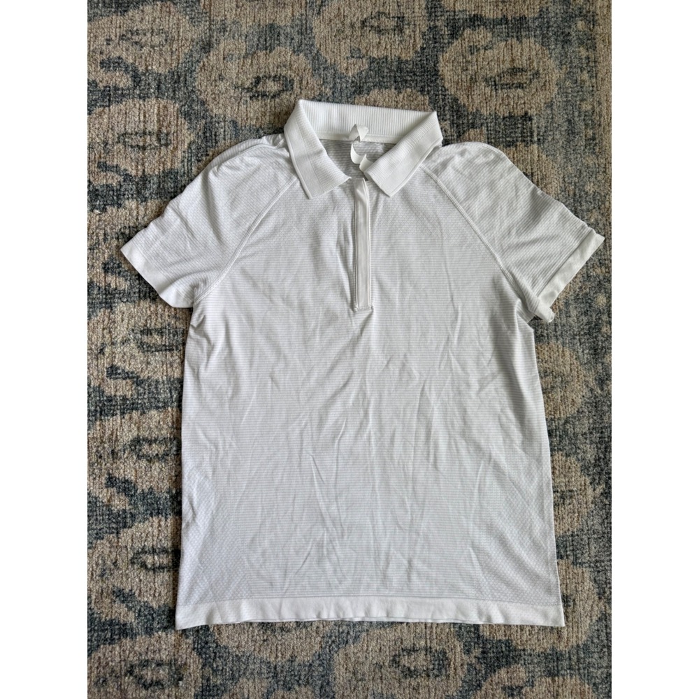 Lululemon Swiftly Tech Short-Sleeve Polo Shirt White Size 12 Pristine Condition